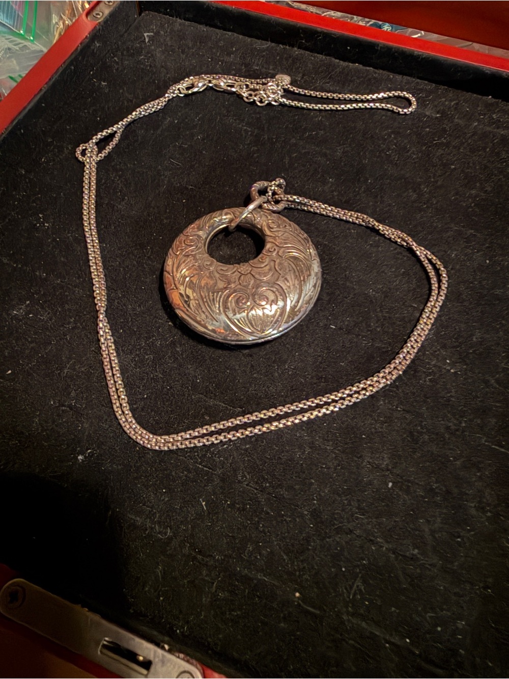 Brighton Silver-Tone Floral Donut Pendant Necklace